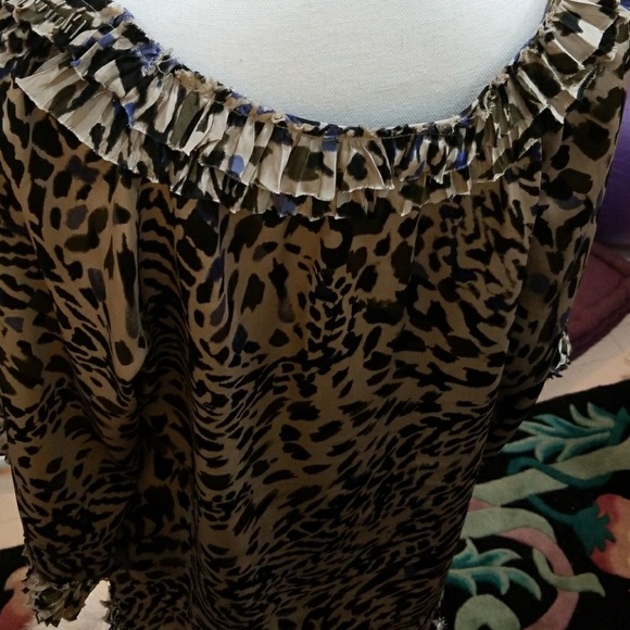 Alfani Ruffle Trim Print Top - Picture 4 of 6